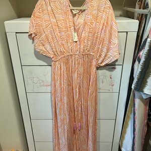 Cost Plus World Market Pink and Orange Geometric Dress
